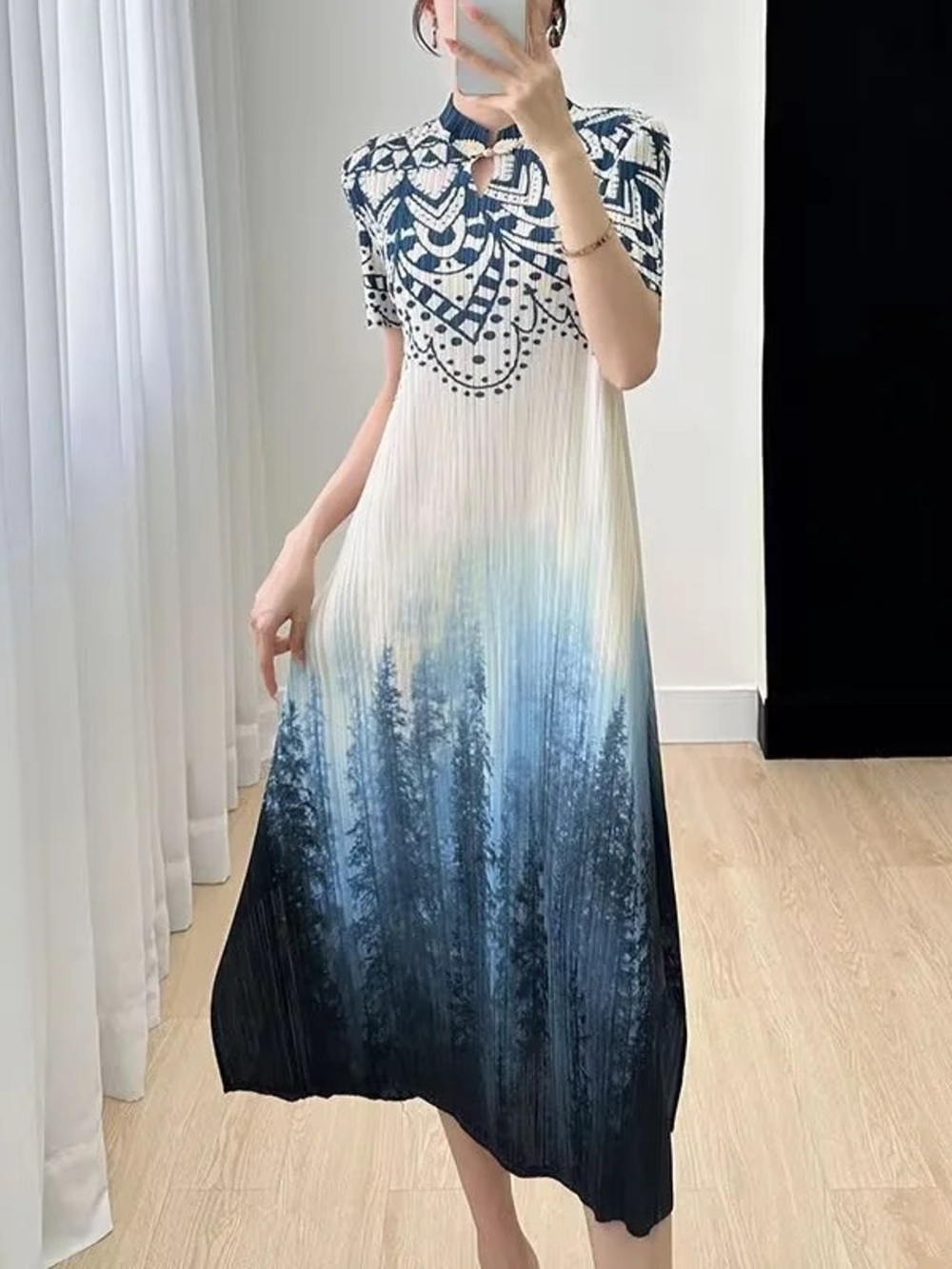 Summer maxi dress Oriental Qipao Cheongsam Chinese floral